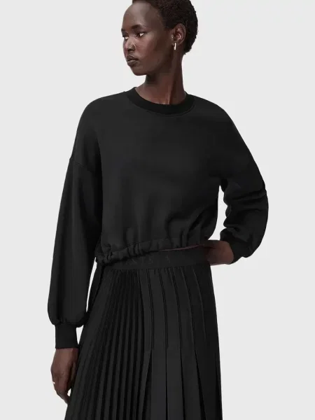 AllSaints bluză uni negru