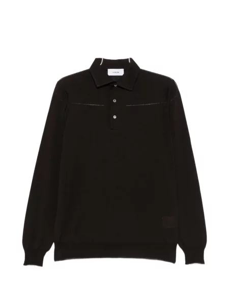 Lung tricou polo Lardini maro