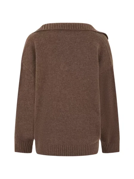 Gulerat pulover Weekend Max Mara cu decolteu în V maro