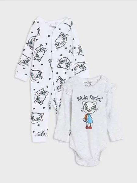 Sinsay Sada body a overalu Kitty Kotty bílá