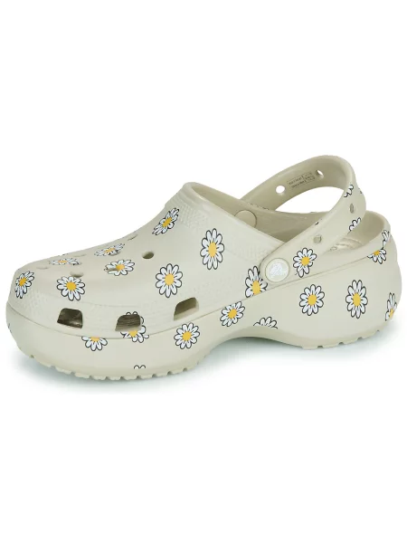 Pantofi Crocs cu model floral cu platformă clasici bej