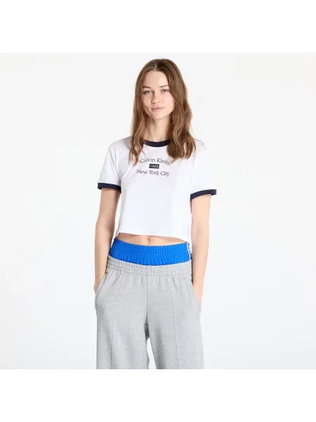 Укорочена футболка Calvin Klein з джерсі біла