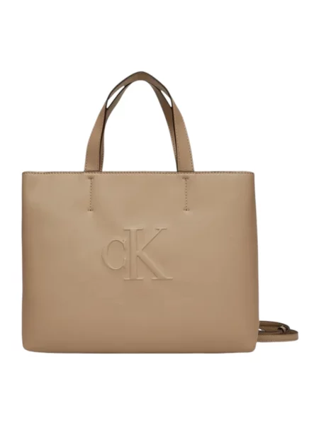 Jeansy Calvin Klein skórzane beżowe