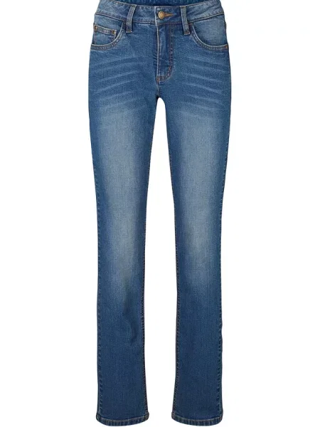 Dżinsy Straight mid waist ze stretchem niebieskie