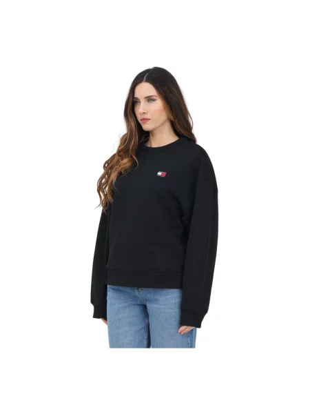 Bluza Tommy Jeans z długim rękawem z autografem czarna