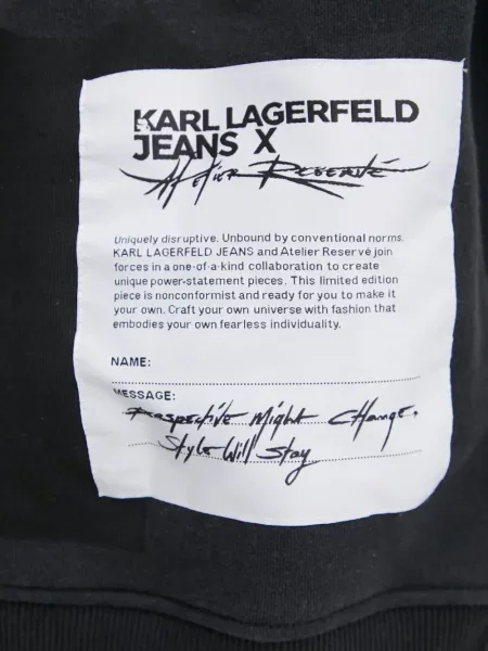 Суичър с качулка Karl Lagerfeld Jeans с принт черно