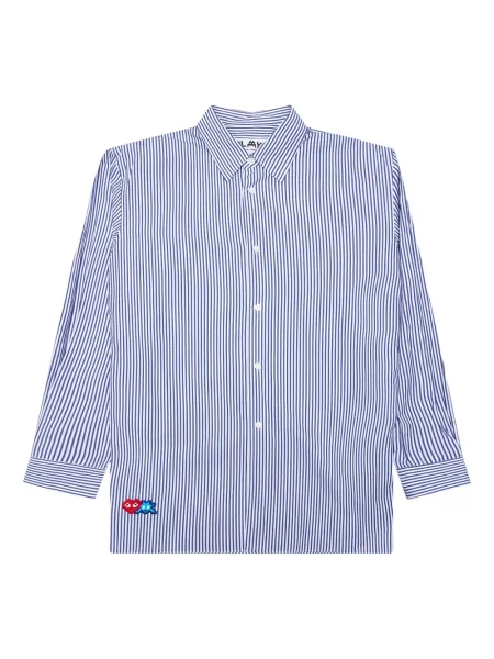 Cămașă Comme Des Garcons Play cu broderie cu dungi albastru