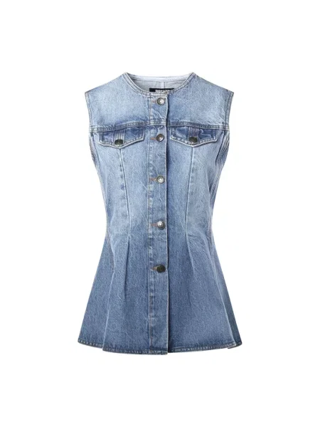 Kamizelka jeansowa Rotate Birger Christensen dzwony niebieska