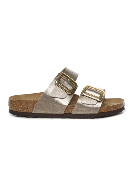 Birkenstock Klapki Sydney Cushion Buckle Złoty beżowe