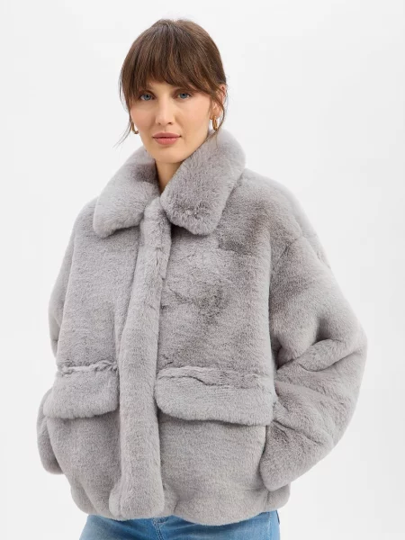 EDITED kurtka ze sztucznego futra Carly Kobiety jednolity 34 szary