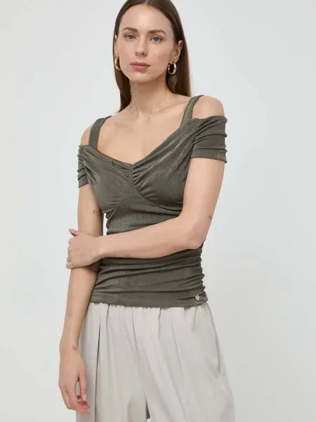 Блуза Guess EMILY с изчистен дизайн зелено