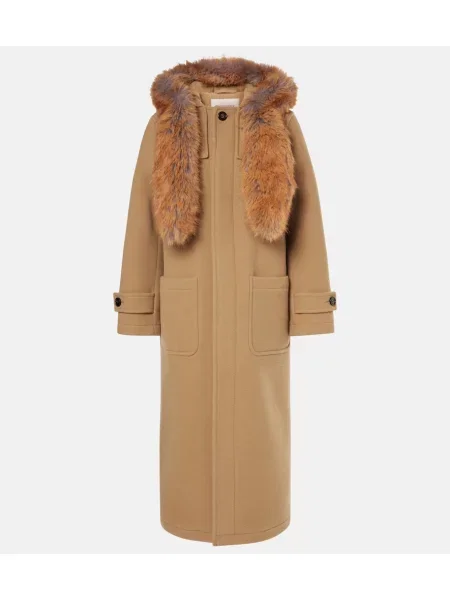 Futro Burberry wełniane beżowe