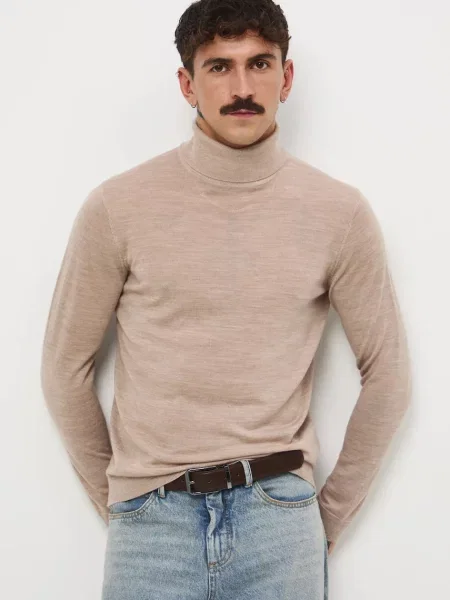 Пуловер с мериносова вълна Medicine бежово