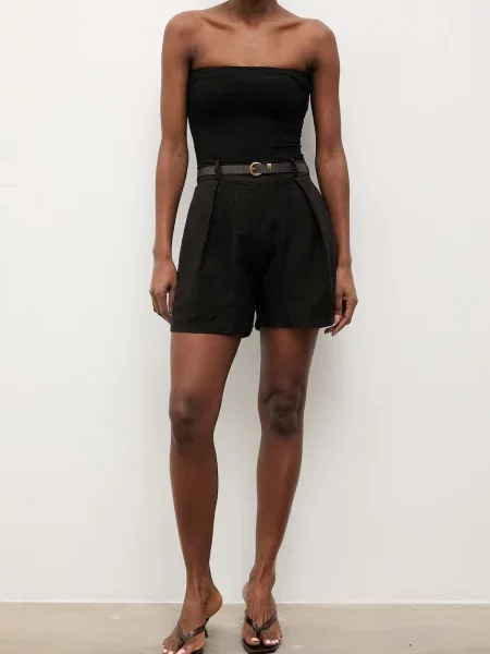 Answear.LAB szorty lniane czarne