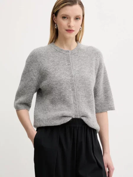 Samsoe Samsoe cardigan din lână SAANOURA gri