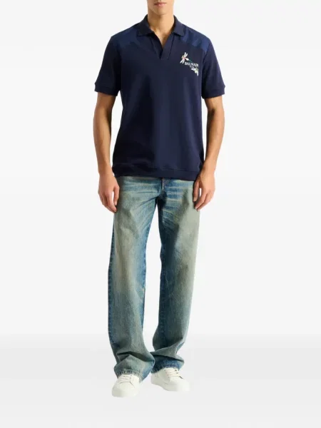 Polo Balmain με κέντημα μπλε
