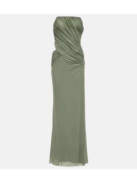 Rochie maxi Christopher Esber din jerseu de costum verde