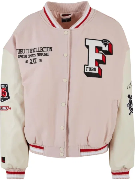 FUBU Geacă de primăvară-toamnă crem / roz / roșu intens negru