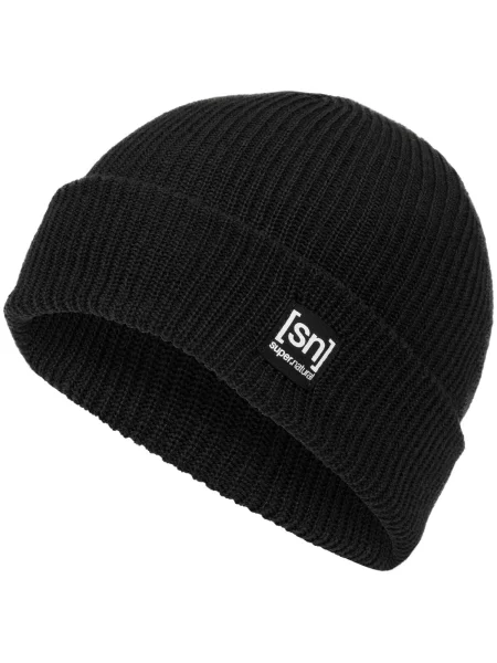Czapka SUPER.NATURAL Merino Basic Beanie ONE SIZE one size czarna