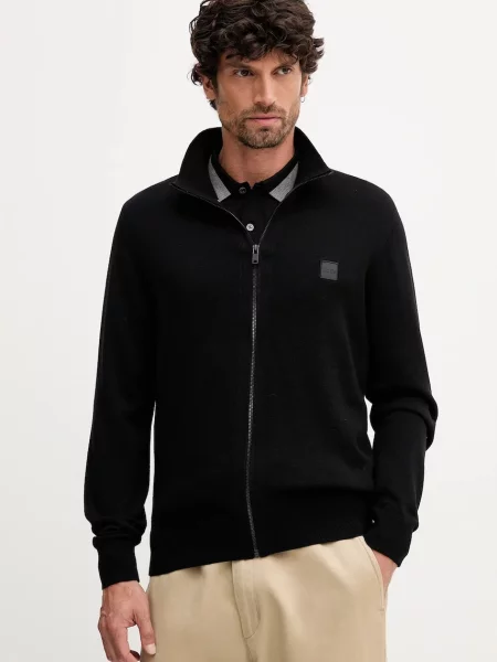 BOSS Orange cardigan pentru bărbați cu Kanozip_S negru