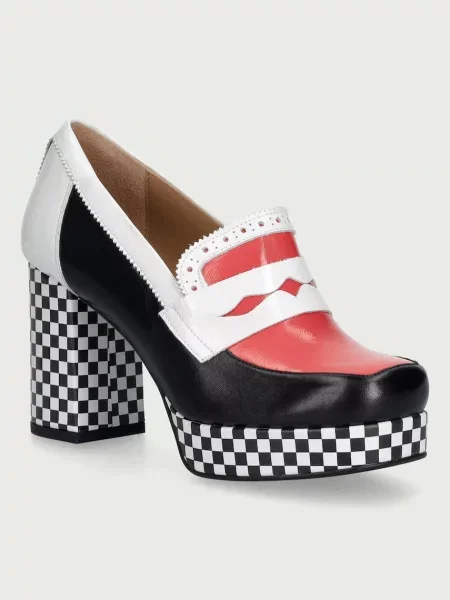 Fly London γόβες block heel δερμάτινες μαύρο
