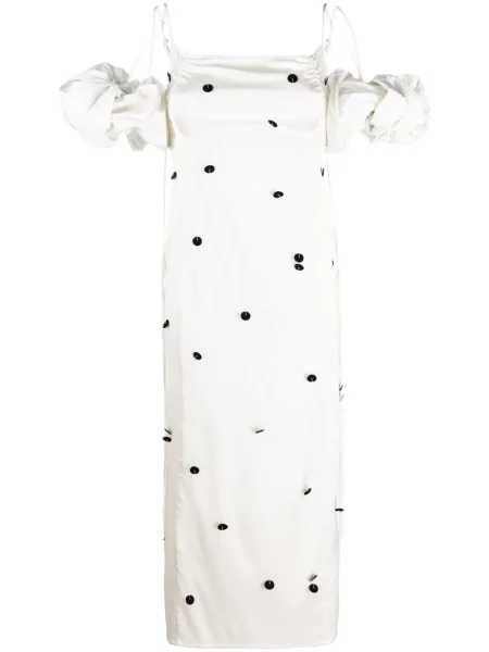 Rochie midi Jacquemus cu buline până la genunchi de costum alb