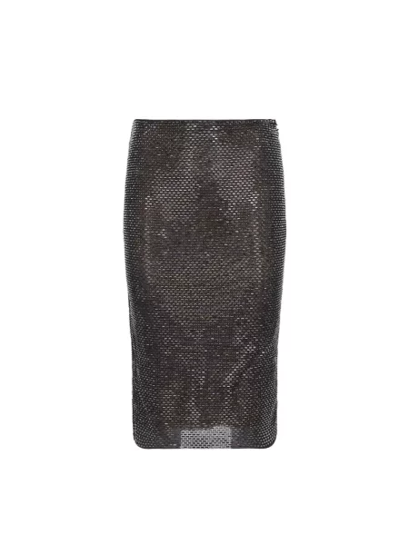 Spódnica midi Self-portrait do kolan czarna