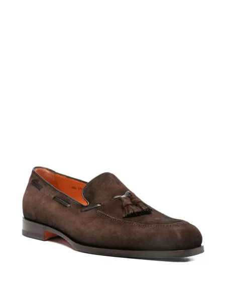 Pantofi loafer Santoni din piele maro