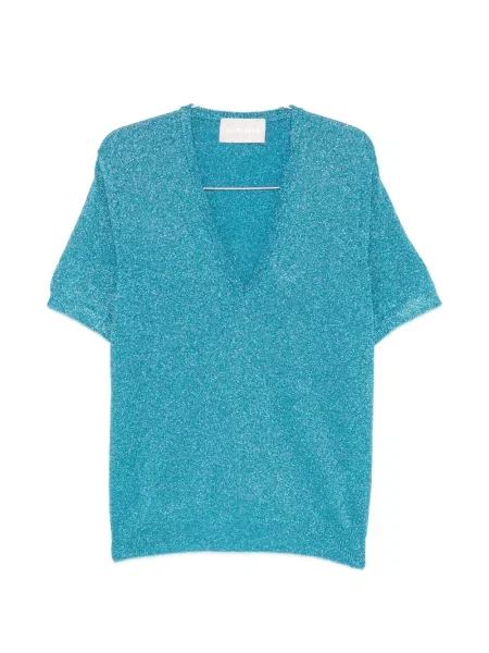 Koszulka Circus Hotel z dekoltem w serek niebieska