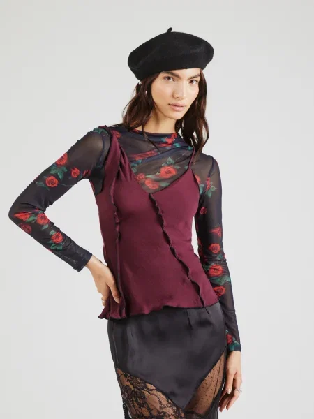 TOPSHOP Top burgundy roșu
