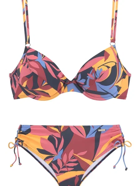 SUNSEEKER Costum de baie două piese roz pal / roz pitaya / galben citron albastru