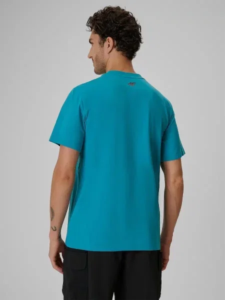 T-shirt regular z nadrukiem 4F niebieska