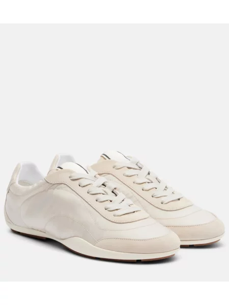 Sneakerși Brunello Cucinelli din piele de căprioară alb