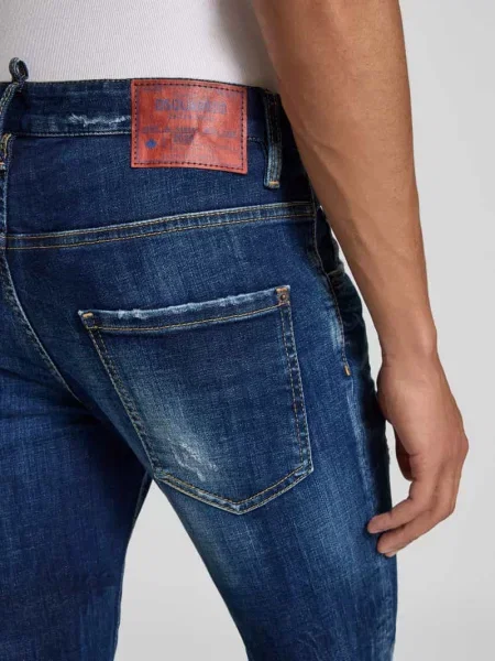 Jeansy z efektem znoszenia Dsquared2 granatowe