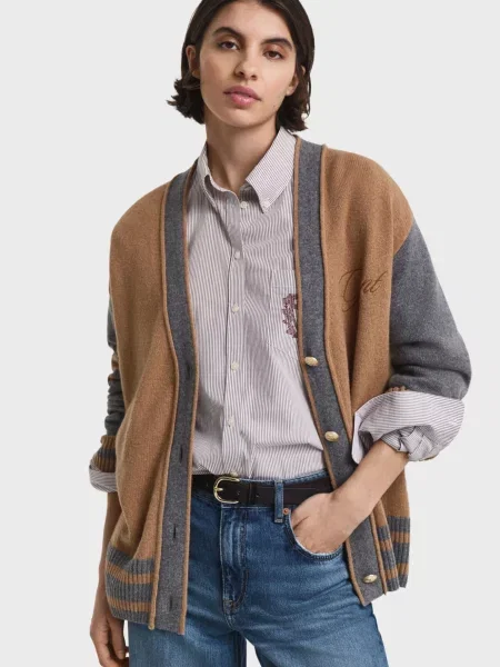 Вовняний кардиган Gant бежевий