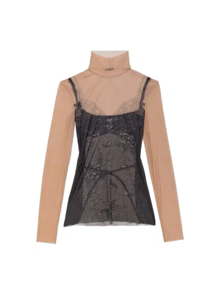 Lniany top Balenciaga czarny