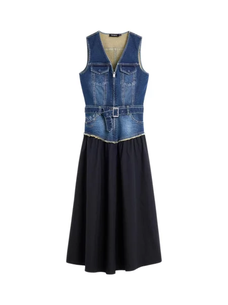 Desigual Rochie VEST_GIGI denim albastru