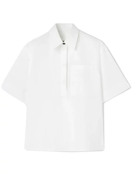 Tricou polo Jil Sander cu mânecă pe jumătate alb