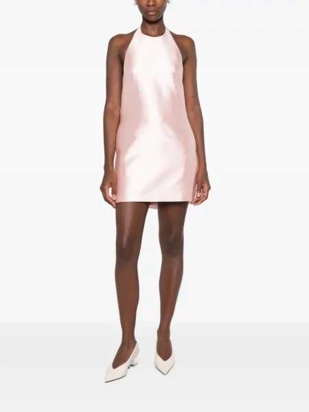Rochie mini Self-portrait cu gât halter cu spatele deschis roz