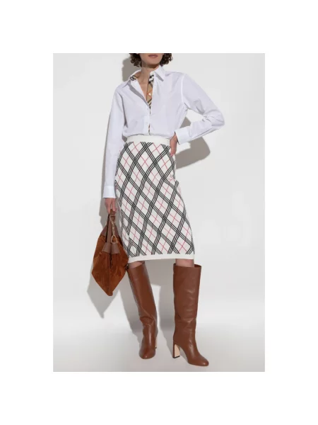 Spódnica Burberry w kratę z nadrukiem biała