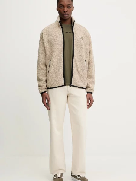 Tommy Jeans bluza polarowa gładka beżowy