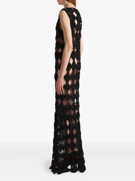 Rochie maxi Khaite cu model floral ajurata negru