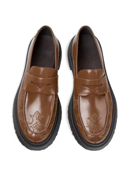Pantofi loafer Camper cu broderie din piele maro