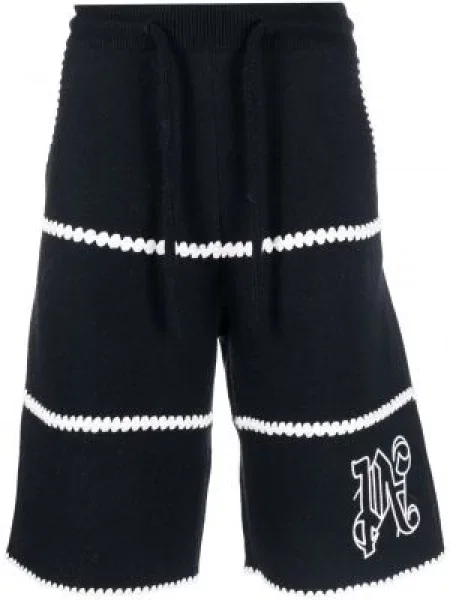 Pantaloni scurți Palm Angels cu broderie de lână albastru