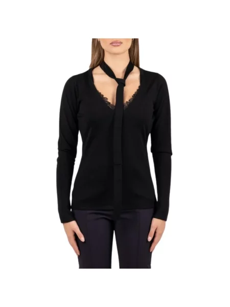 Sweter Pinko z dekoltem w serek czarny