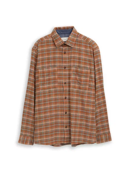 TOM TAILOR Cămașă maro caramel / verde petrol alb