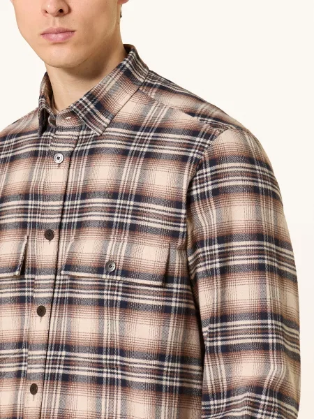 Bogner Flanelová Košile Heiko Comfort Fit / hnědá / tmavě modrá béžová