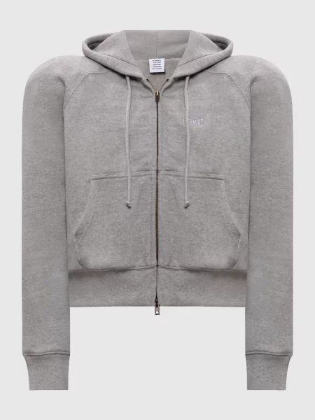 Укорочена спортивна куртка з акцентними плечима Vetements сіра