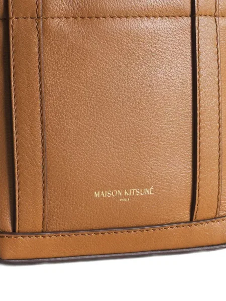 Geanta de piele Maison Kitsune din piele maro