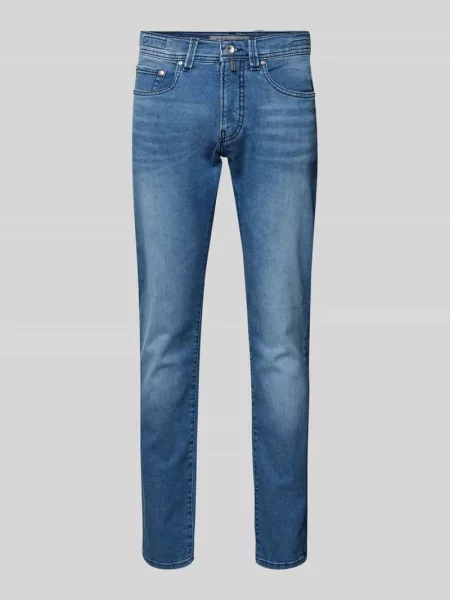 Jeansy o kroju tapered fit z dodatkiem streczu model ‘Lyon’ — ‘Futureflex’ Pierre Cardin niebieski